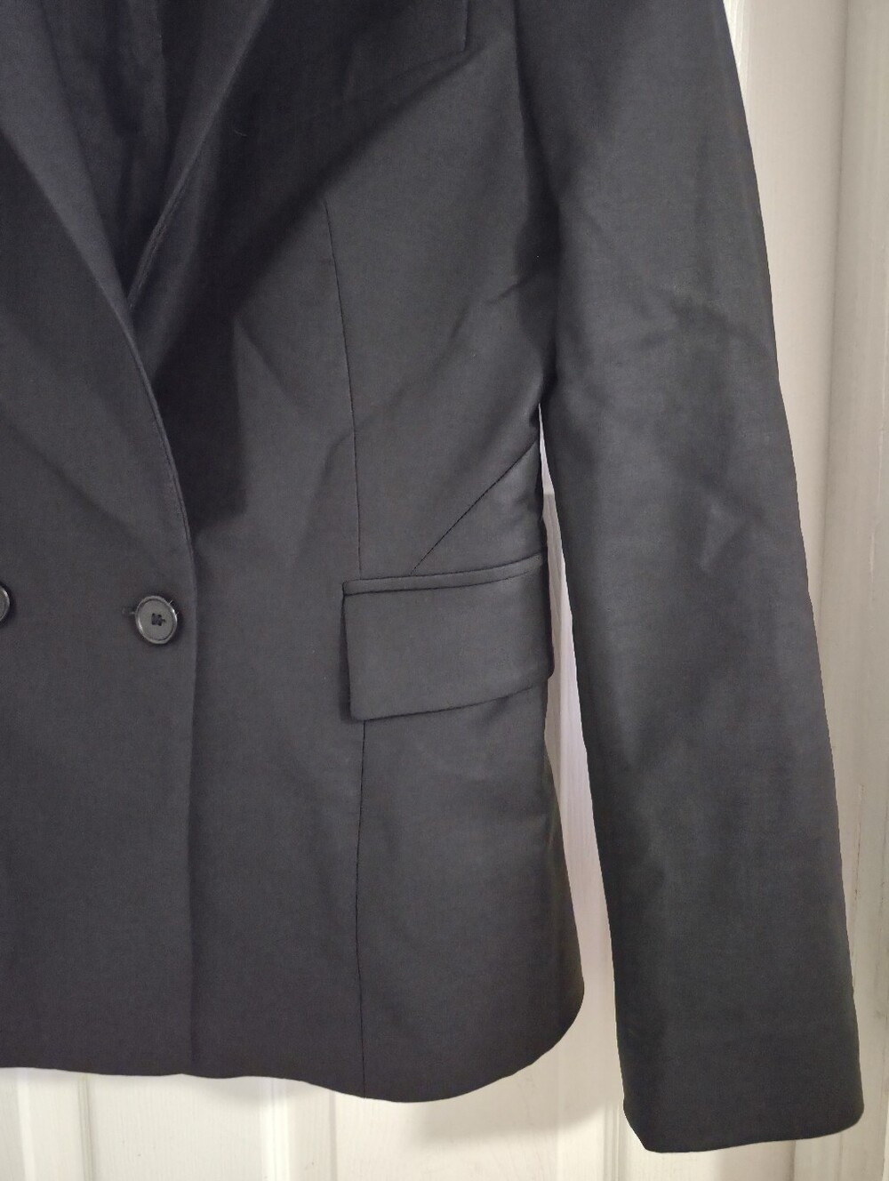 Zara Black Wool Blend Double Breasted Tailored Blazer Women's Medium - Picture 4 of 11